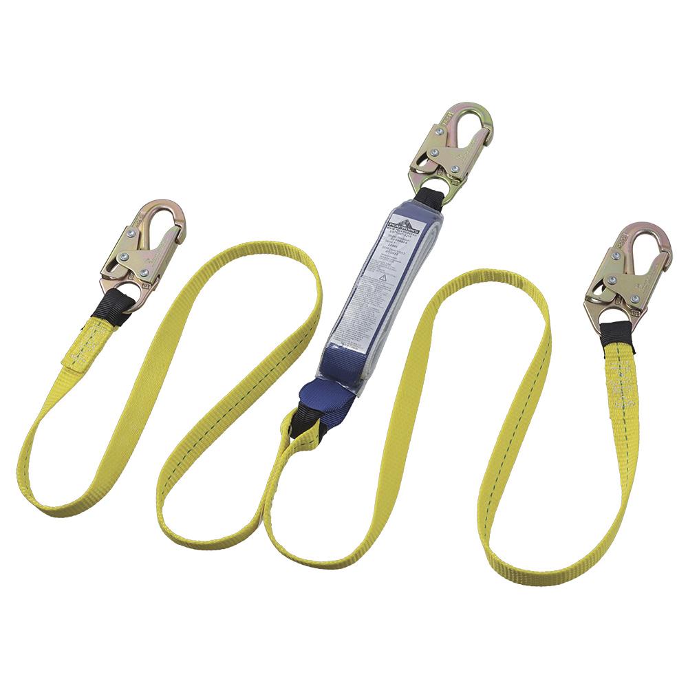 Polyester web lanyard with a Shock Pack energy absorber, 200-386 lb